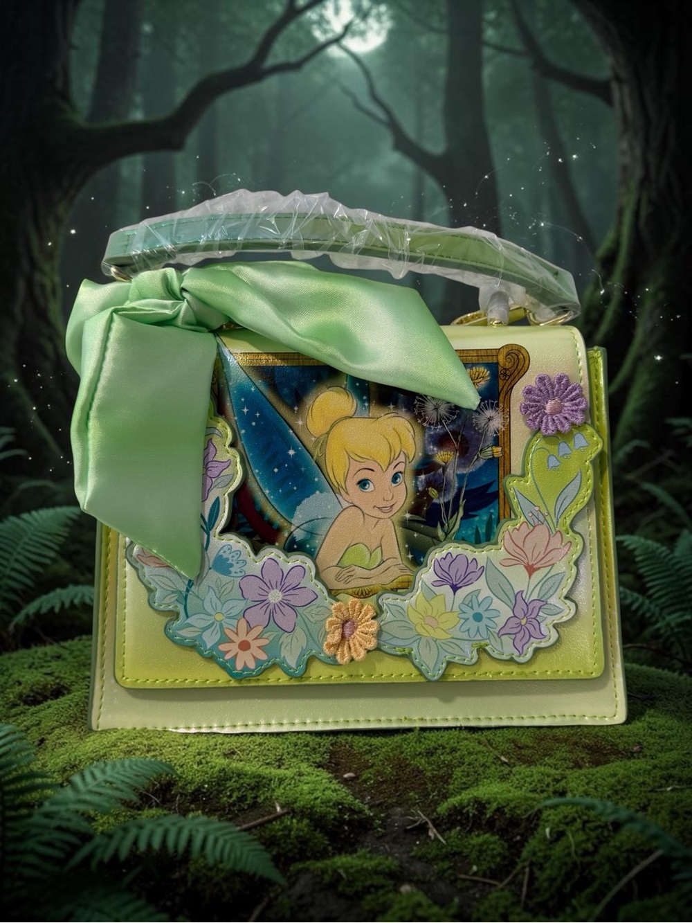 Loungefly Disney Tinker Bell Floral Window Crossbody Purse NWT Fairy Bag